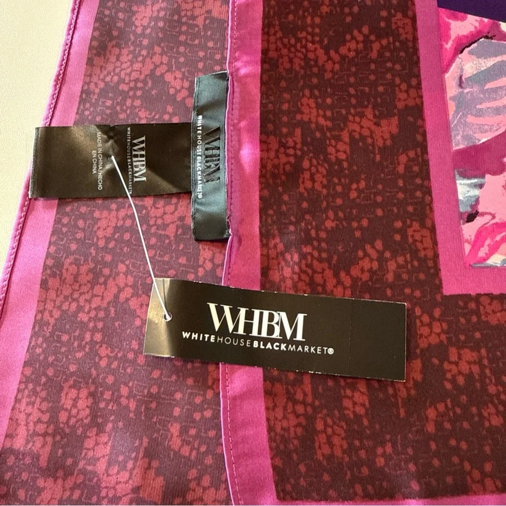 NWT White House Black Market Viola Oblong Scarf Cabernet Purple Floral‎ 21